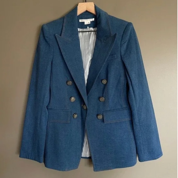 NEW! Veronica Beard Naira Denim Dickey Blazer, Jacket Size 0 - Picture 10 of 15